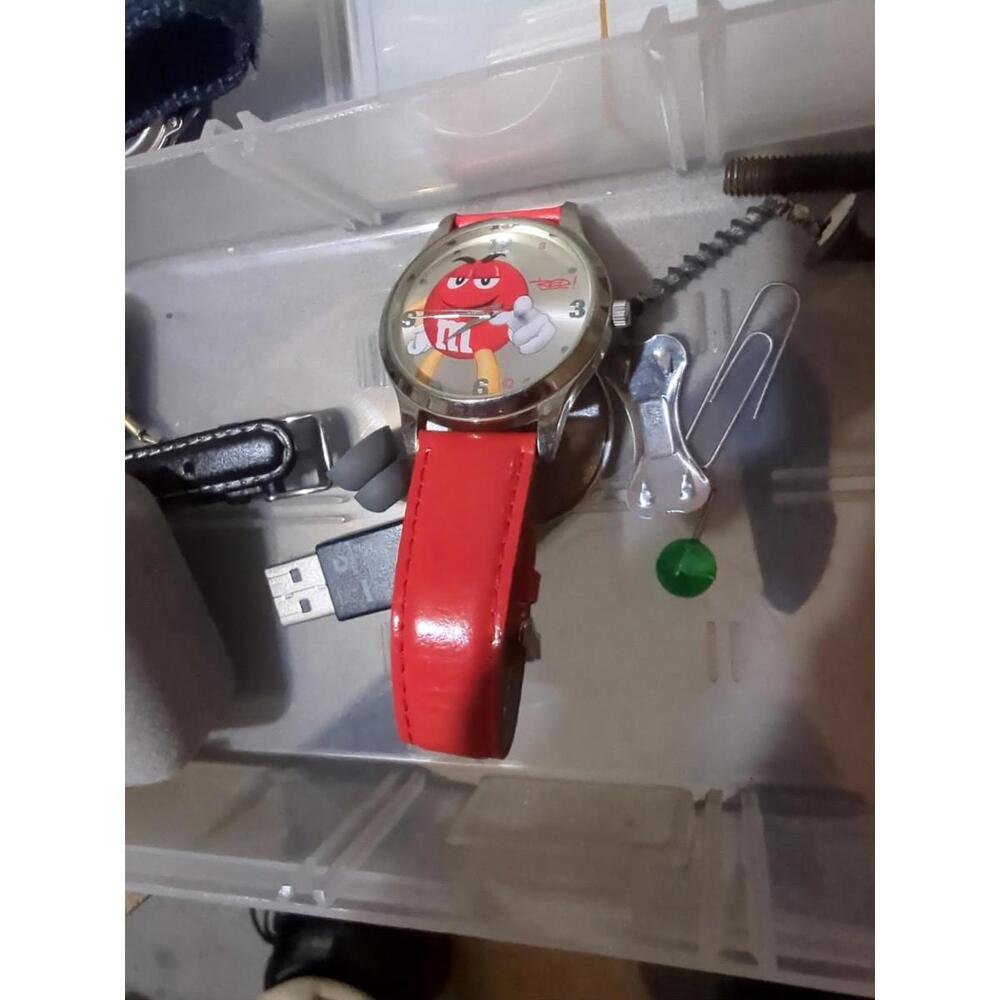 Mars M&M’s 2008 Brand Advertising Red Leather Strap Adjustable Wristwatch